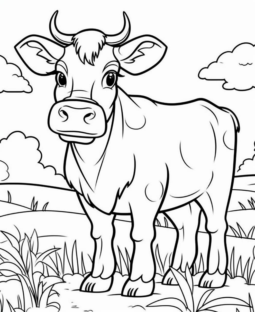 Coloriage vache à imprimer - Francais-rapide 🇫🇷