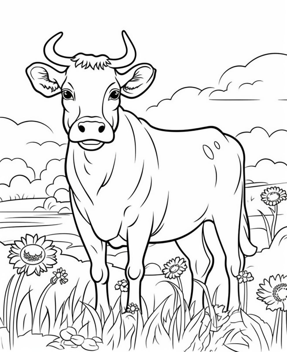 Coloriage vache à imprimer - Francais-rapide 🇫🇷